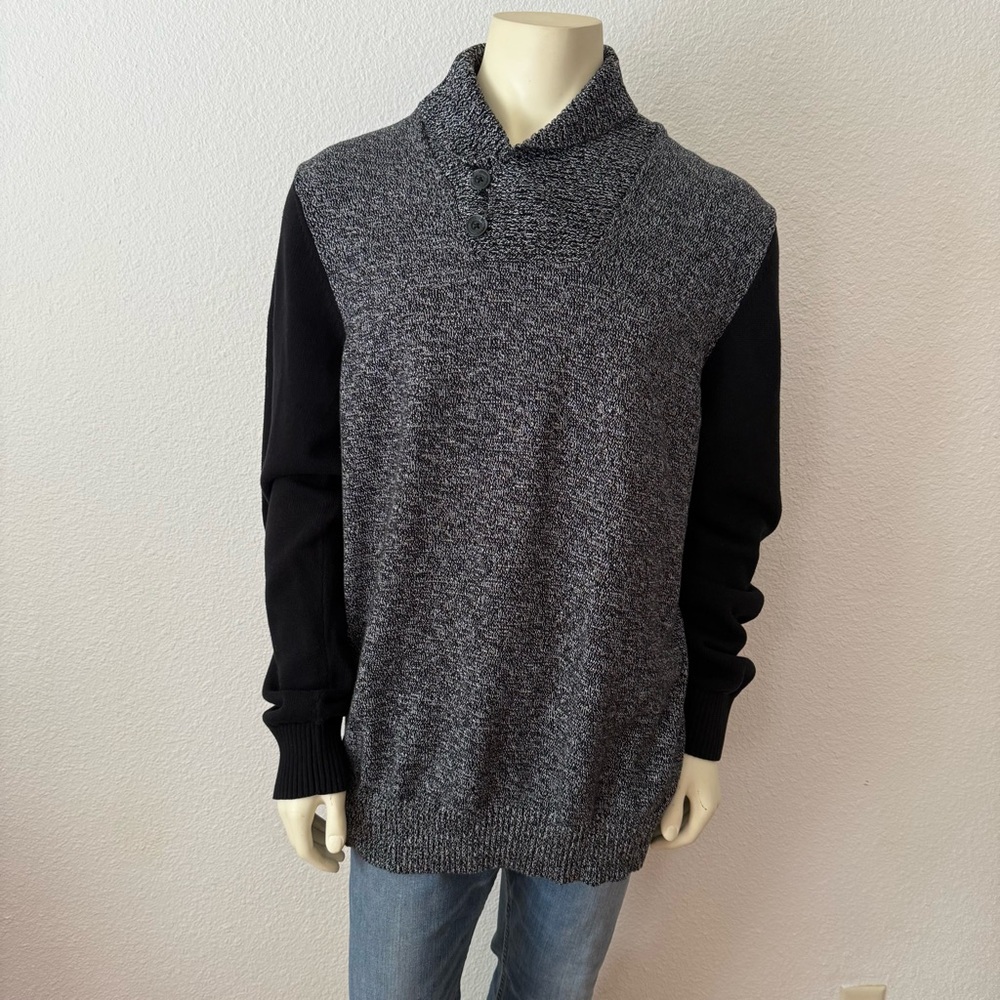 SEAN JOHN Mens 3XL Gray/Black Shawl Neck pullover Sweater